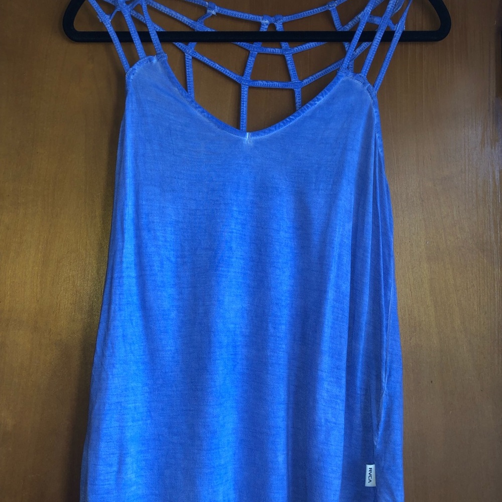 PURPLY BLUE TANK TOP WITH STRAP DESIGNS